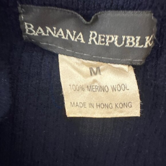 Banana Republic Navy Blue Medium Merino Wool Zip Collar Sweater Jacket - Picture 3 of 11